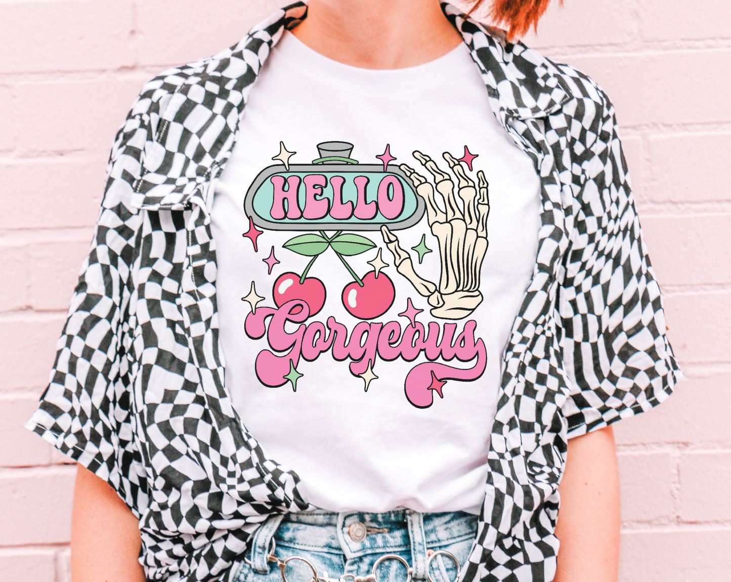 Hello Gorgeous Rearview Mirror Screen Print Transfer