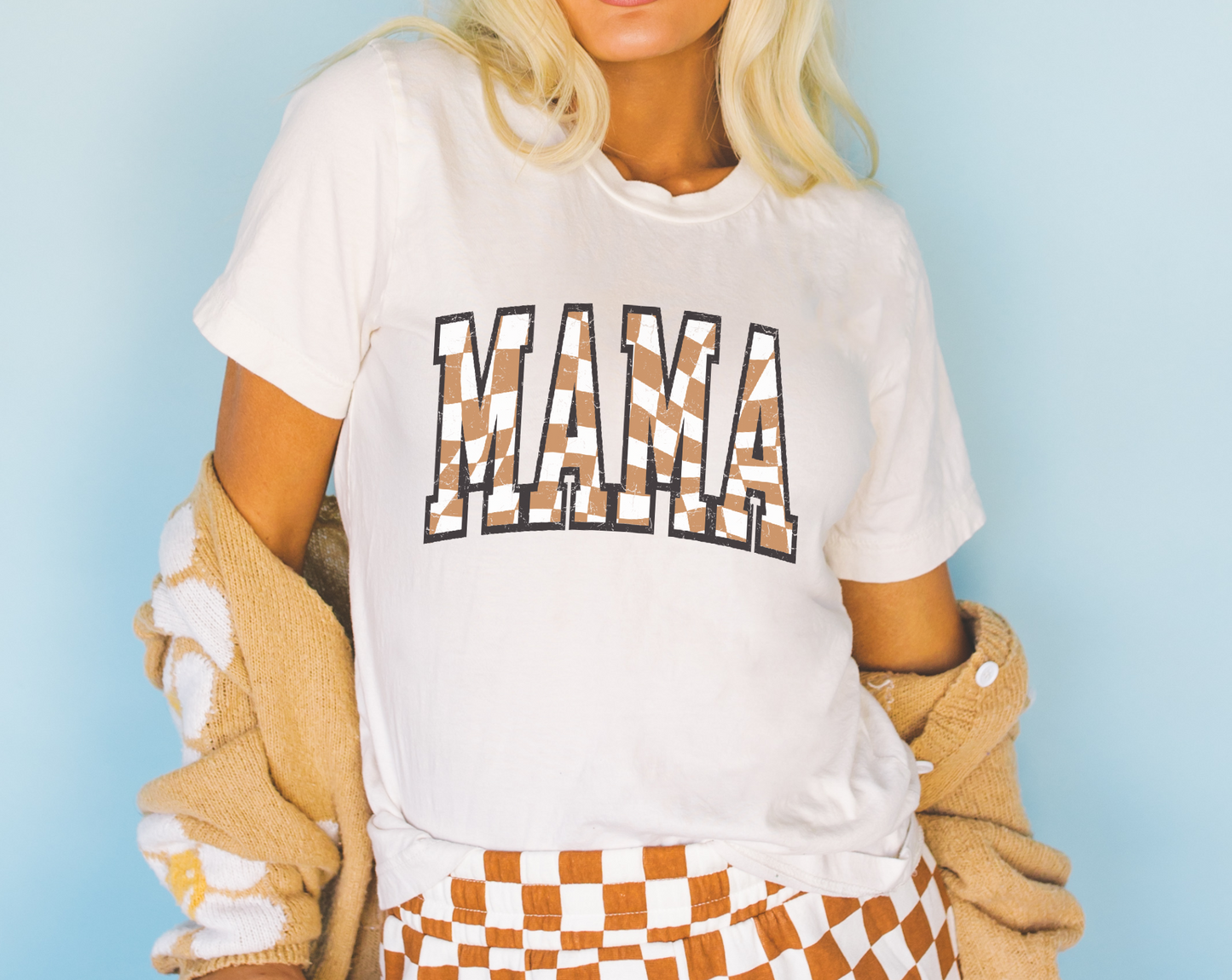 Mama Checkered Varsity Screen Print Transfer