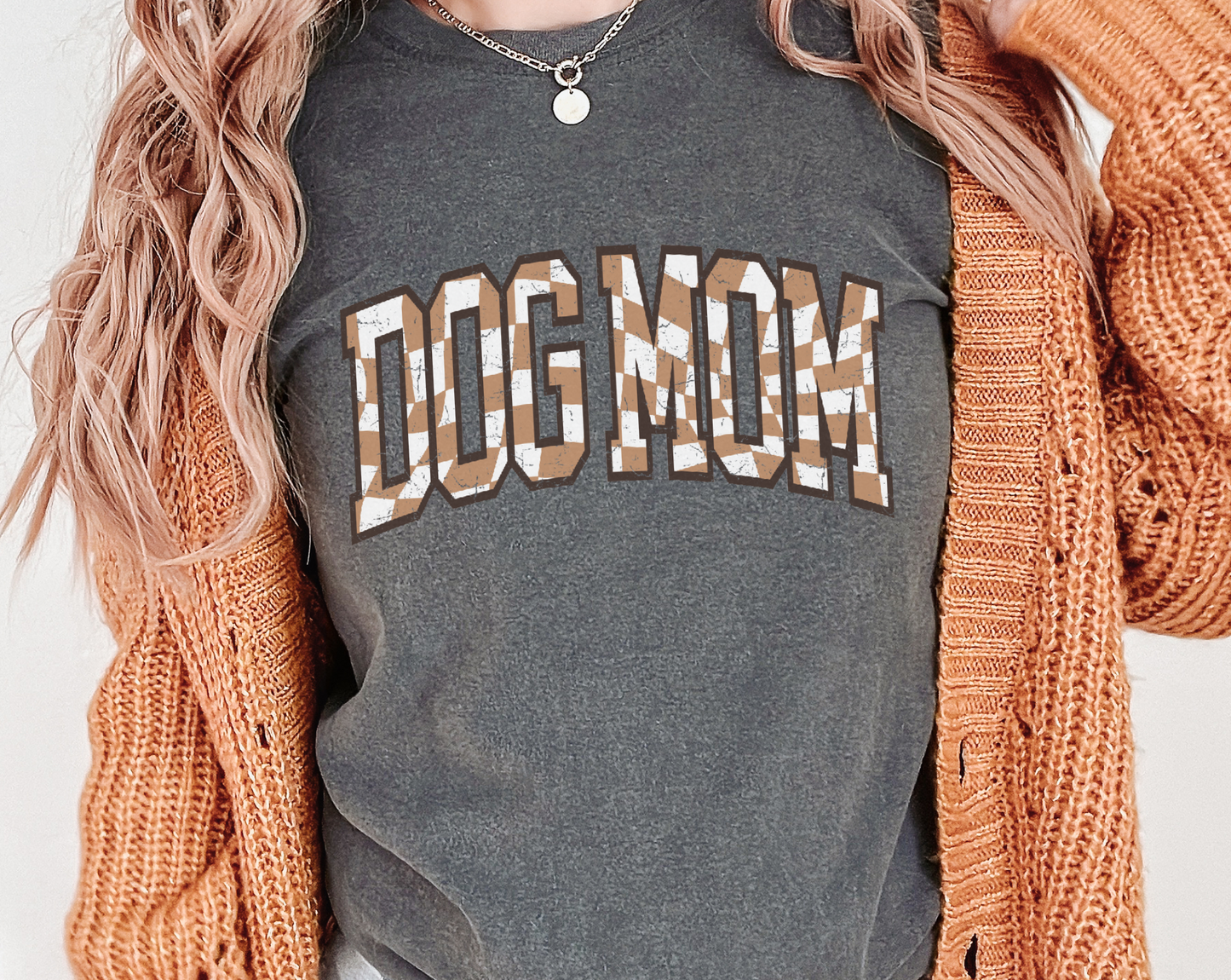 Dog Mom Checkered Varsity Screen Print Transfer