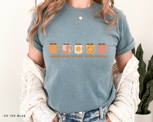 Good Days Start with Coffee Screen Print Transfer