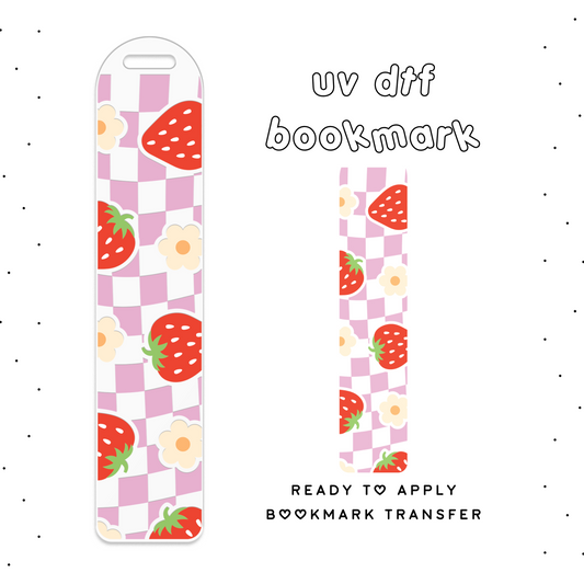 Happy Strawberry Checker • UV DTF Bookmark Transfer