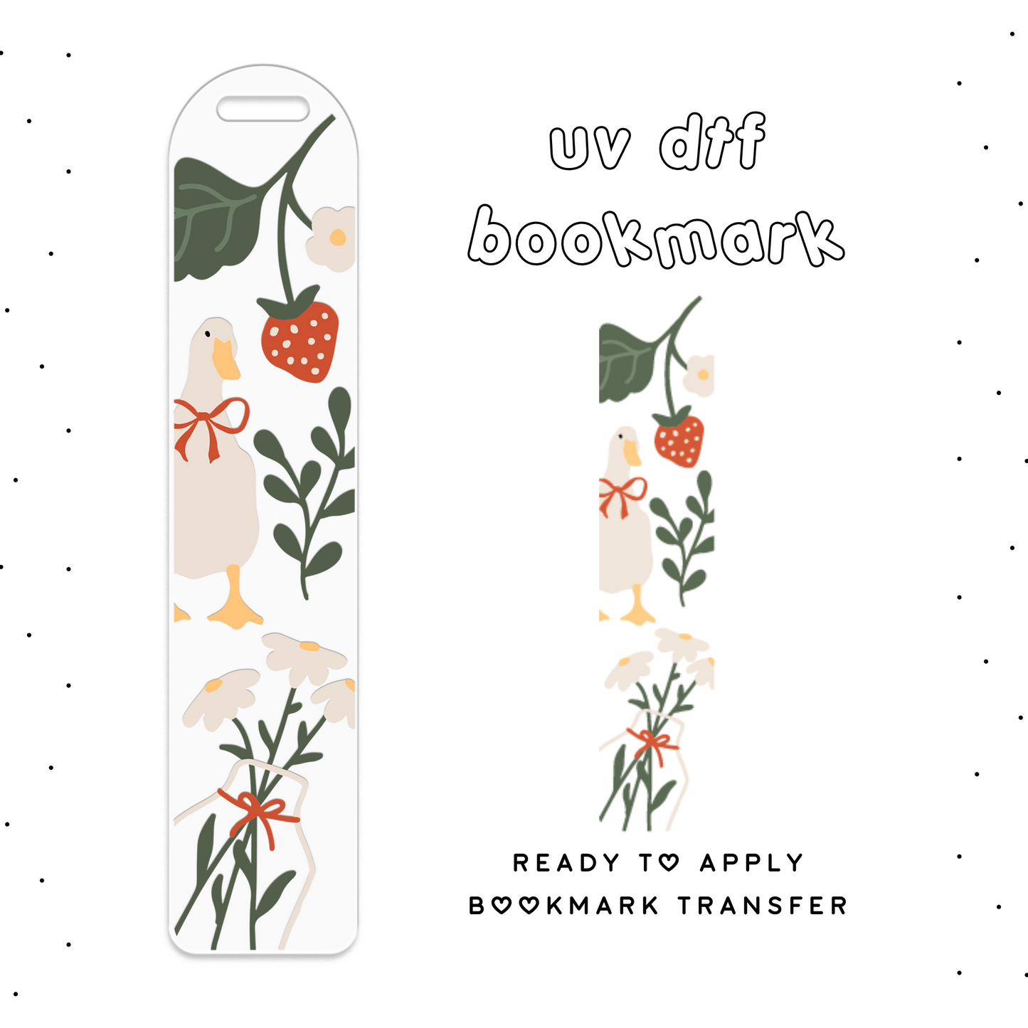 Strawberry Cottagecore • UV DTF Bookmark Transfer